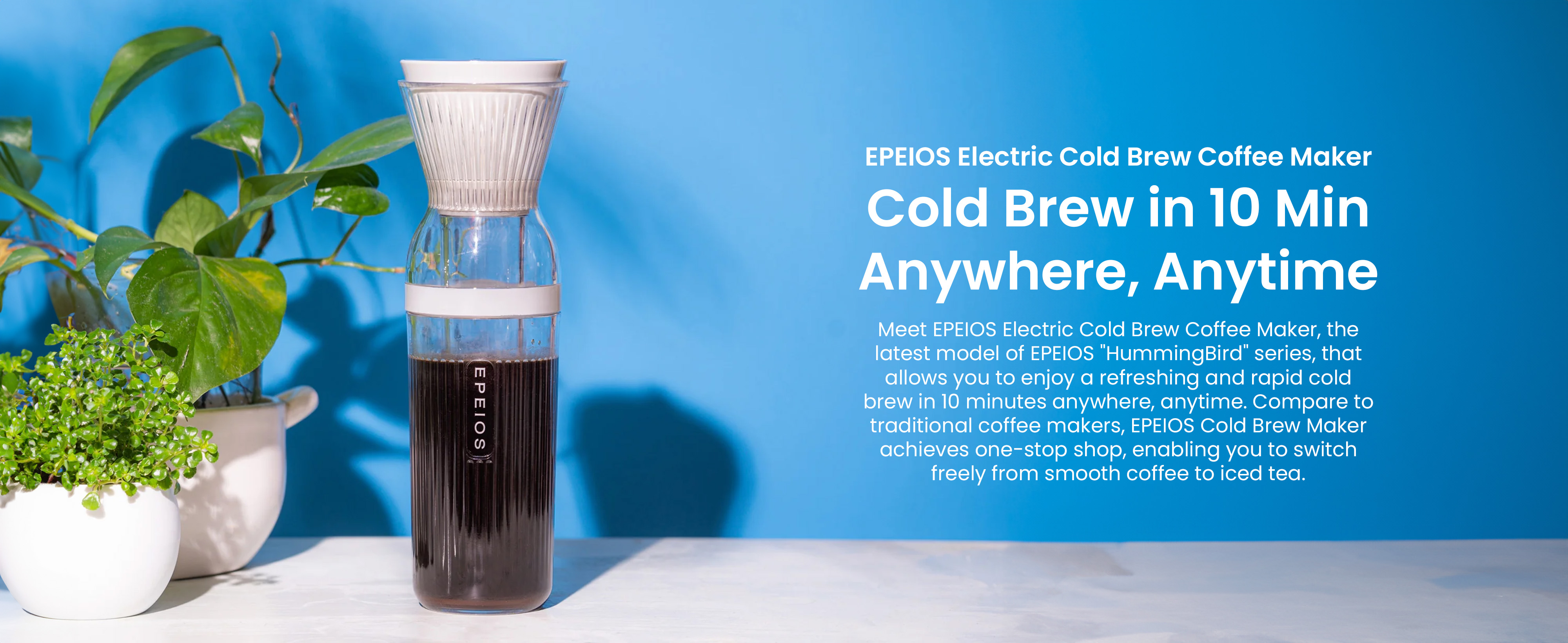 EPEIOS HummingBird Electric Cold Brew  Iced Tea Coffee Maker 10 Minutes High Quality Cold Brew 350ml