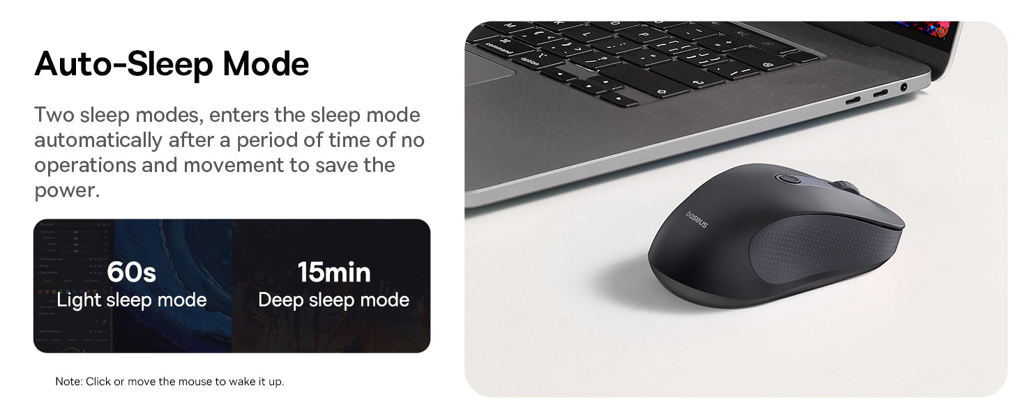 Baseus F02 Ergonomic Dual-Mode Wireless Mouse | Bluetooth 5.2 and 2.4Ghz Connectivity, Silent Buttons, 5 DPI Modes