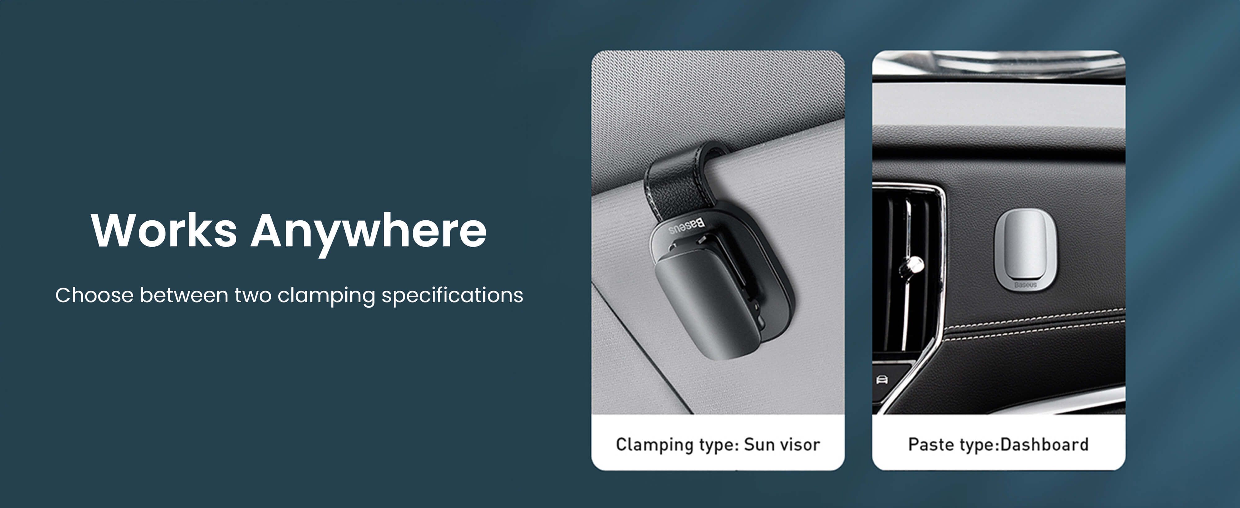 Car Glasses Holder, Car Visor Sunglass Holder, Universal Auto Visor Glasses Organizer Clips, Vehicle Eyeglasses Hanger with Ticket Card Clip Silver